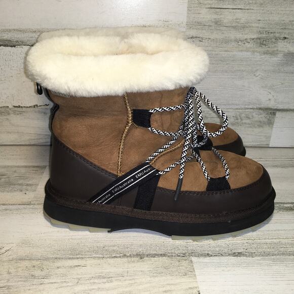 Emu Australia Blurred Sheepskin Boot Womens 10 Chestnut Brown Fuzzy Furry Warm - Picture 2 of 11